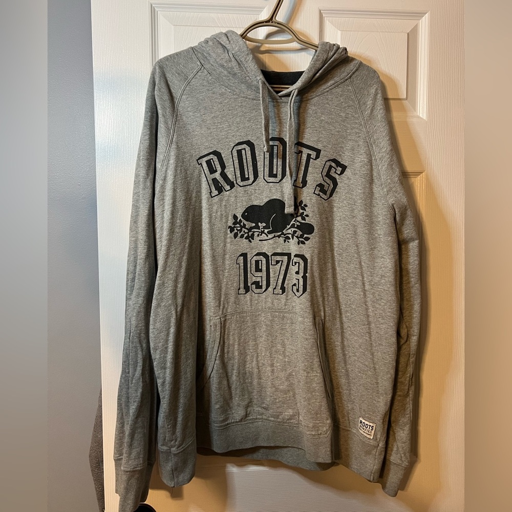 Roots XXL hoodie light grey mens sweatshirt